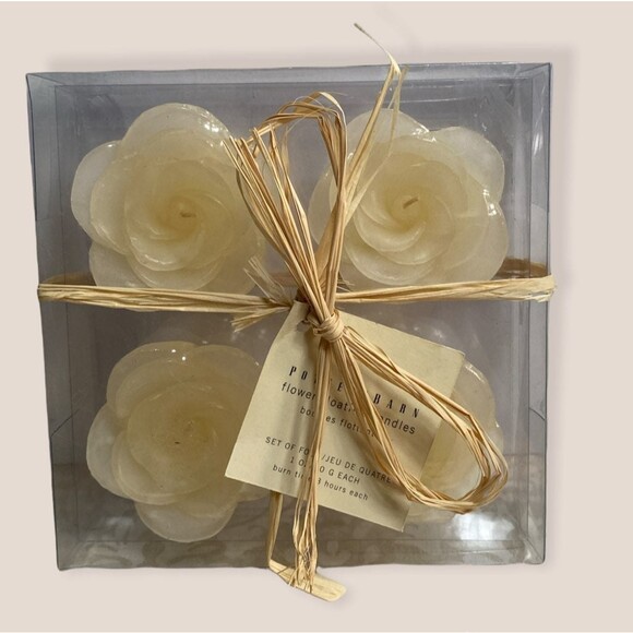 Pottery Barn rose flower floating candles set of 4 - 1 oz.each (burn time 8h) - Picture 1 of 7
